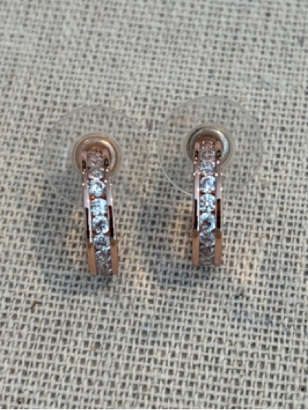 Park Lane “Classique” Rose Gold Huggie Hoop Earrings with CZ Accents